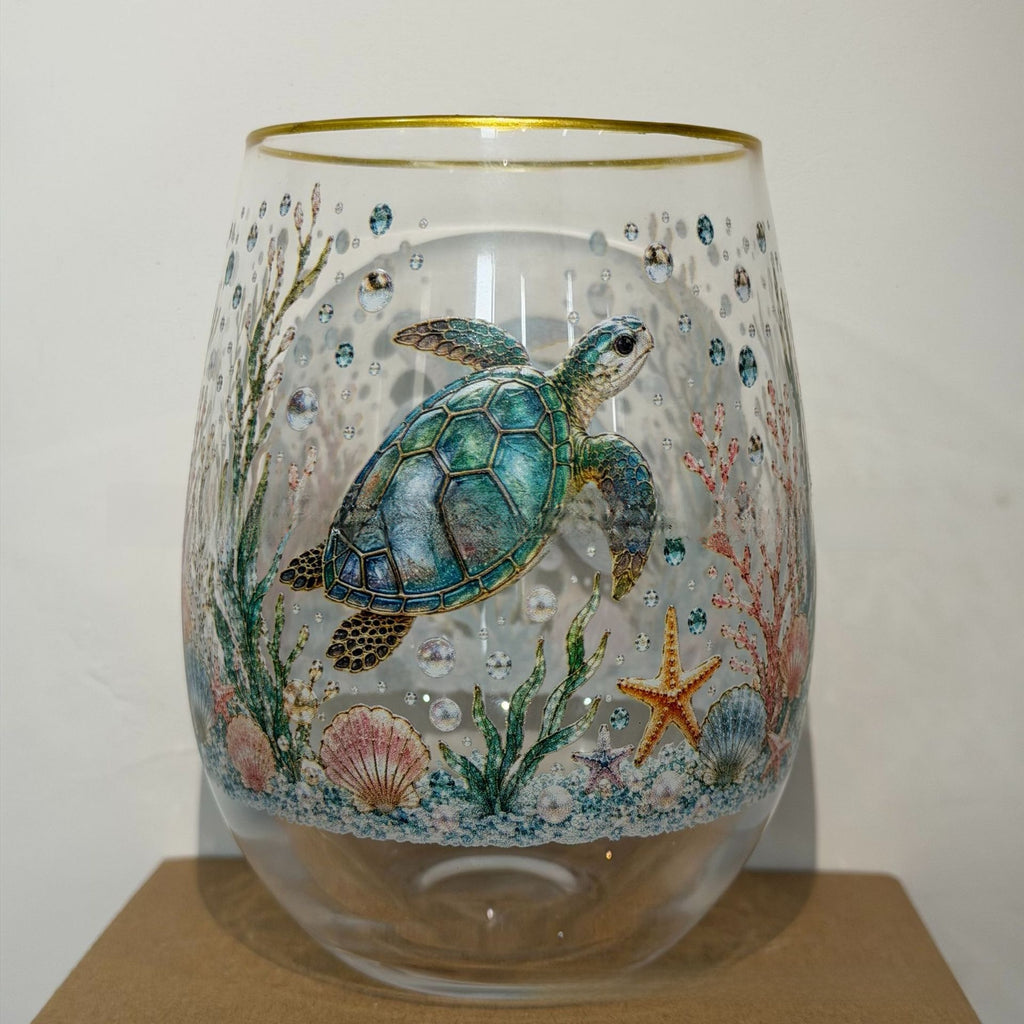 Hummingbird Design Glass Teacup